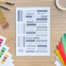 Load image into Gallery viewer, Traditional Christmas Sentiments Pack | Multicolour Card-making Embellishments | 258 x Printed Greetings, 6x A4 Sheets