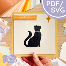 Load image into Gallery viewer, Proud Cat Iris Folding Pattern PDF & SVG | Beginner Printable Download | Cut File | Christmas Card Making Template