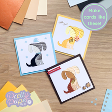 Load image into Gallery viewer, Make cards like these - three iris fold puppy dog cards
