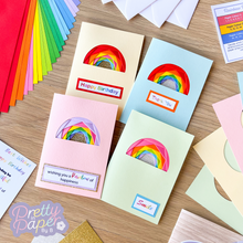 Load image into Gallery viewer, Chasing Rainbows Card Making Kit | Letterbox Craft Kit Beginners | Rainbow Iris Folding Kit | Letterbox Gift
