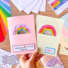 Load image into Gallery viewer, Two iris fold rainbow cards