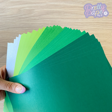 Load image into Gallery viewer, Rainforest Paper Pack A5, 30 Sheets | Plain, Pearlised & Sparkle Paper Pad | Green Craft Paper Collection