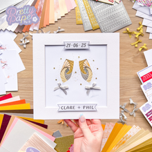 Load image into Gallery viewer, Double Champagne Glass Wedding Day Wall Art. Greeting reads 'Clare and Phil', 21-06-25