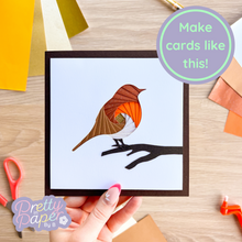 Load image into Gallery viewer, Brown iris folding robin card
