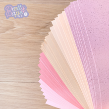 Load image into Gallery viewer, Rose Gold Paper Pack A5, 30 Sheets | Plain, Pearlised & Sparkle Paper Pad | Pink Craft Paper Collection