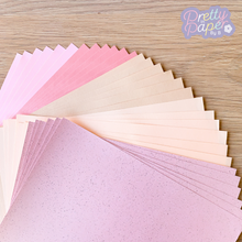 Load image into Gallery viewer, Rose Gold Paper Pack A5, 30 Sheets | Plain, Pearlised & Sparkle Paper Pad | Pink Craft Paper Collection
