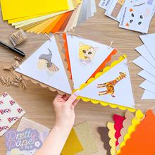 Load image into Gallery viewer, Safari Animal Iris Folding Bunting Kit | Lion Giraffe Elephant Intermediate Craft Kit | Discontinued