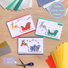 Load image into Gallery viewer, Make cards like these - three iris folding Santa's sleigh cards