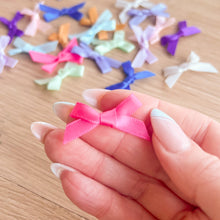 Load image into Gallery viewer, Ribbon Bow Craft Embellishments 6-7mm wide | Silver Gold Green Red Multicoloured | 20 per pack