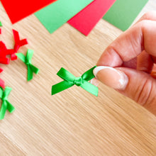 Load image into Gallery viewer, Ribbon Bow Craft Embellishments 6-7mm wide | Silver Gold Green Red Multicoloured | 20 per pack