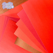 Load image into Gallery viewer, Scarlet Symphony Paper Pack A5, 30 Sheets | Plain, Pearlised & Sparkle Paper Pad | Red Craft Paper Collection