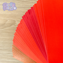 Load image into Gallery viewer, Scarlet Symphony Paper Pack A5, 30 Sheets | Plain, Pearlised & Sparkle Paper Pad | Red Craft Paper Collection