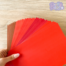 Load image into Gallery viewer, Scarlet Symphony Paper Pack A5, 30 Sheets | Plain, Pearlised & Sparkle Paper Pad | Red Craft Paper Collection