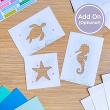 Load image into Gallery viewer, sea creatures card apertures turtle seahorse star fish