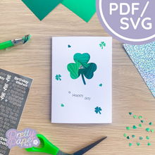 Load image into Gallery viewer, Shamrock Iris Folding Pattern Mini PDF & SVG | Irish Leaf Beginner Printable Download | Cut File | Card Making Template