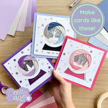 Load image into Gallery viewer, Make cards like these - three iris folding snow globe cards