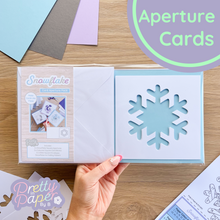 Load image into Gallery viewer, Snowflake aperture card pack - makes three cards
