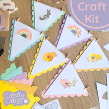 Load image into Gallery viewer, Spring Bunting Iris Folding Craft Kit with Rabbit, chick and rainbow flags
