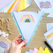 Load image into Gallery viewer, Spring Iris Folding Bunting Kit | Bunny Rabbit Chick Rainbow Beginner Craft Kit | Easter Craft Kit