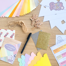 Load image into Gallery viewer, Spring Iris Folding Bunting Kit | Bunny Rabbit Chick Rainbow Beginner Craft Kit | Easter Craft Kit
