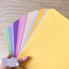 Load image into Gallery viewer, Spring Meadow Paper Pack A5, 60 Sheets | Plain, Pearlised & Sparkle Paper Pad | Yellow, Cream, Orange, Pink, Purple, Green Craft Paper