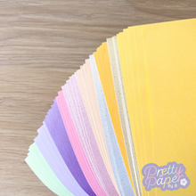 Load image into Gallery viewer, Spring Meadow Paper Pack A5, 60 Sheets | Plain, Pearlised & Sparkle Paper Pad | Yellow, Cream, Orange, Pink, Purple, Green Craft Paper