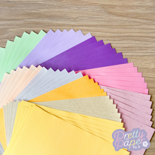 Load image into Gallery viewer, Spring Meadow Paper Pack A5, 60 Sheets | Plain, Pearlised & Sparkle Paper Pad | Yellow, Cream, Orange, Pink, Purple, Green Craft Paper