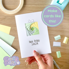 Load image into Gallery viewer, Make cards like this - square present iris fold card