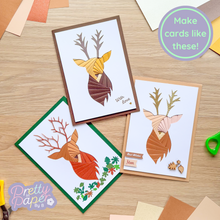 Load image into Gallery viewer, Make cards like these - three iris folding stag cards