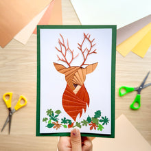 Load image into Gallery viewer, Stag Head Iris Folding Pattern PDF & SVG | Intermediate Printable Download | Cut File | Card Making Template