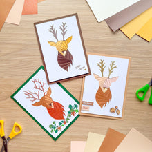 Load image into Gallery viewer, Stag Head Iris Folding Pattern PDF & SVG | Intermediate Printable Download | Cut File | Card Making Template