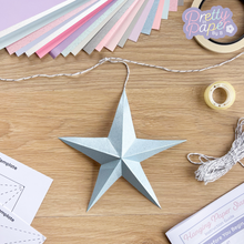 Load image into Gallery viewer, Star and Snowflake Garland | Hanging Paper Stars Kit | Christmas Paper Decorations Kit | Family Craft Activity
