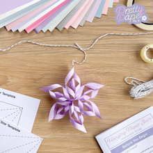 Load image into Gallery viewer, Star and Snowflake Garland | Hanging Paper Stars Kit | Christmas Paper Decorations Kit | Family Craft Activity