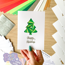 Load image into Gallery viewer, Stylised Christmas Tree Iris Folding Pattern PDF & SVG | Mini Christmas Tree Beginner Printable Download | Cut File | Card Making Template