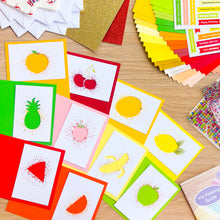Load image into Gallery viewer, Kit contents showing all apertures, cards, paper and embellishments