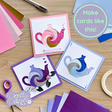 Load image into Gallery viewer, Make cards like these - three iris folding teapot cards