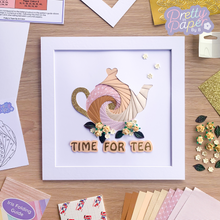 Load image into Gallery viewer, Iris Folding Tea Pot Craft Kit Personalised | Intermediate Teapot Wall Art Kit | Home Deco Craft Kit| Five colours available
