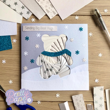 Load image into Gallery viewer, Teddy Bear Iris Folding Pattern Template PDF & SVG | Bear Intermediate Printable Download | Cut File | Card Making