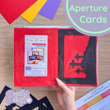Load image into Gallery viewer, Three Easter Crosses Silhouette Aperture Card Pack with matching iris folding pattern