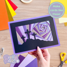 Load image into Gallery viewer, Make cards like this - purple crosses