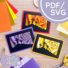 Load image into Gallery viewer, Three Crosses Silhouette Iris Fold Template