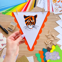 Load image into Gallery viewer, Jungle Animal Iris Folding Bunting Kit | Monkey Tiger Panther Parrot Beginner Craft Kit | Discontinued
