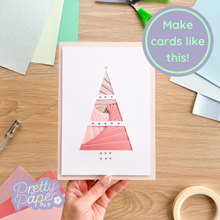 Load image into Gallery viewer, Triangle Christmas Tree Iris Folding Pattern Template PDF & SVG | Printable Download | Cut File | Card Making