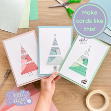 Load image into Gallery viewer, iris folding triangular shaped Christmas tree cards
