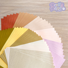Load image into Gallery viewer, Vintage Neutrals Paper Pack A5, 60 Sheets | Plain & Sparkle Paper Pad | White, Cream, Gold, Salmon, Brown, Bronze Craft Paper