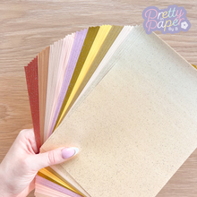 Load image into Gallery viewer, Vintage Neutrals Paper Pack A5, 60 Sheets | Plain &amp; Sparkle Paper Pad | White, Cream, Gold, Salmon, Brown, Bronze Craft Paper
