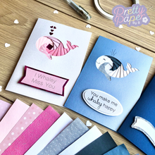 Load image into Gallery viewer, Whale Iris Fold Template - Pink and blue cards
