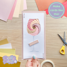 Load image into Gallery viewer, Rosé iris fold wine glass card with printed stem