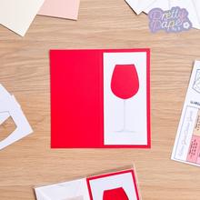 Load image into Gallery viewer, Wine glass aperture with printed stem on red card