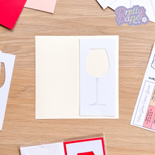 Load image into Gallery viewer, Wine glass aperture with printed stem on ivory card